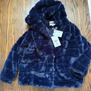 Apparis Midnight Blue Faux Fur Coat
